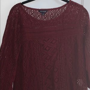 Maroon crochet Lucky Brand Shirt